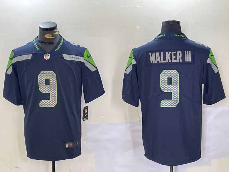 Men Seattle Seahawks #9 Walker iii Blue Second generations 2024 Nike Vapor Limited NFL Jersey style 1